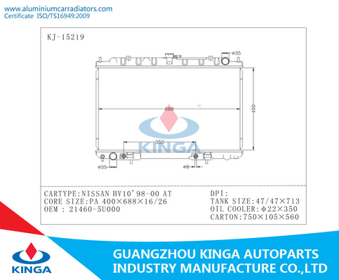 Стальные радиаторы для NISSAN HV10 98 до 00 OEM 21460 - 5U000 НА PA16mm/26mm поставщик