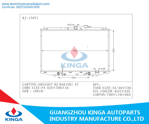 Радиаторы конструктора OEM 19010 на Honda Odyssey 03 RA6 (Великобритания) НА PA 16mm поставщик