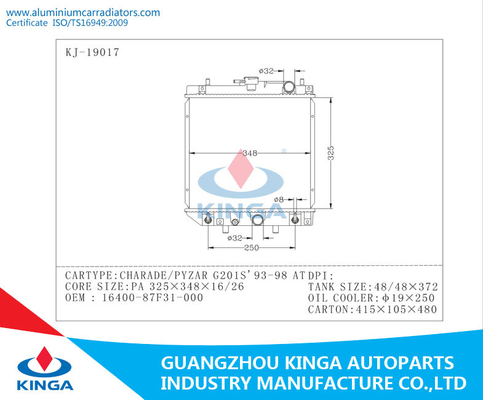 16400 алюминиевых радиаторов автомобиля 87F31 000 для шарады Daihatsu/Pyzar G201s поставщик