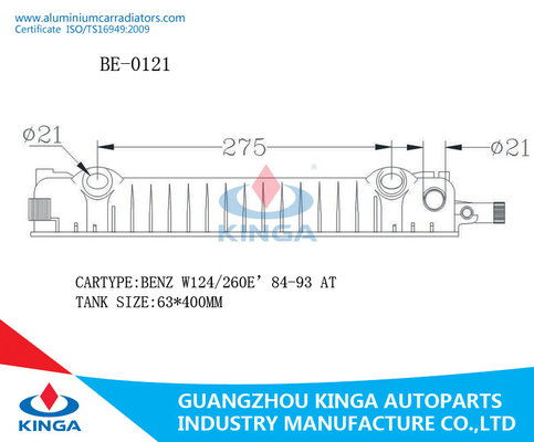 Правый размер BMW W201/260E'84-93 63*400 бака радиатора для сбывания поставщик