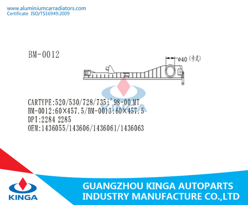 Пластичный бак 520 радиатора автомобиля BMW/530/728/735I 98 до 00 MT 60*457.5mm поставщик