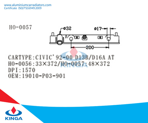 КИВИК'92-00 Д13Б/Д16А НА сильном пластиковом ОЭМ 19010-П30-901 танка радиатора поставщик