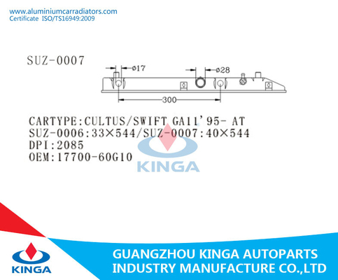 КУЛТУС/СВИФТ ГА11'95 НА танке КОНЦА ОЭМ 17700-60Г10 танка радиатора автомобиля пластиковом поставщик